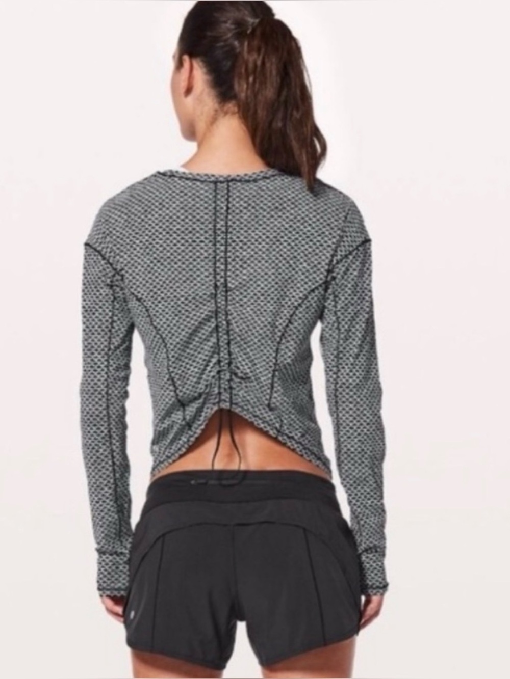 lululemon athletica Black & Gray Gather-Back Long Sleeve Crop
